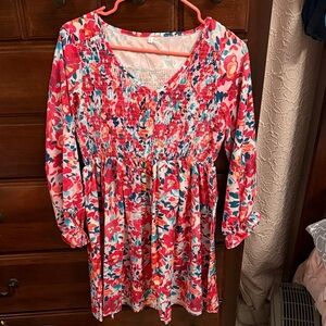 Colorful Floral Smocked Dress